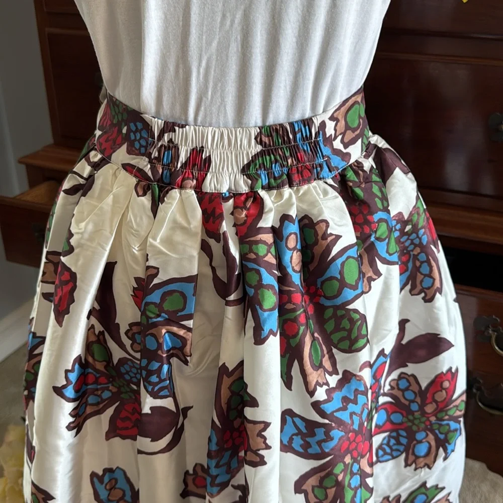 Frances Valentine Barbara Taffeta Skirt Autumn Leaves Size Medium - Picture 2 of 15